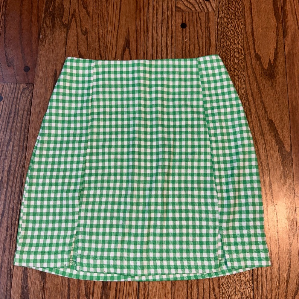 love on a hanger Green and White Gingham Mini Skirt